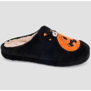 Women's Peanuts Snoopy Jack O Lantern Scuff Slippers Blk L 9-10 Indoor/Outdoor